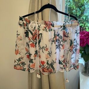 Club Monaco Floral Off-Shoulder Blouse - White and Multicolor